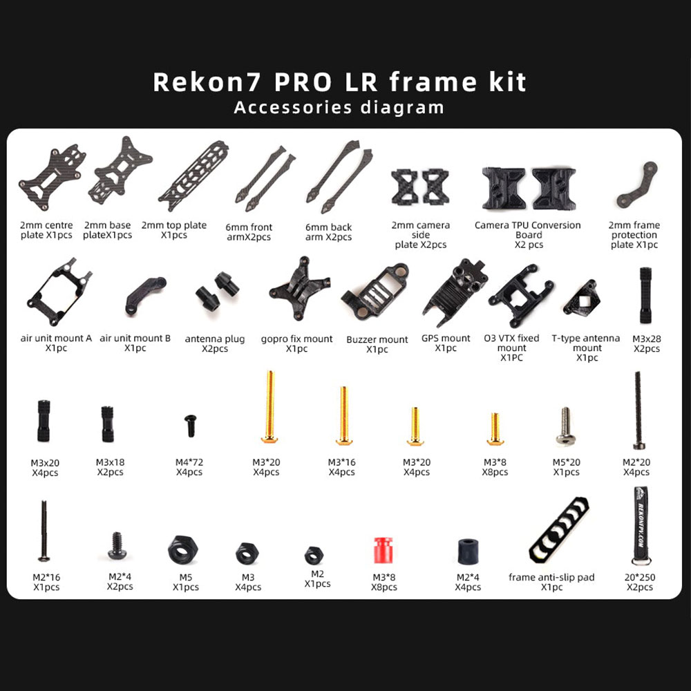 HGLRC-Rekon7-324mm-3K-Carbonfaser-7-Zoll-Long-Range-Frame-Kit-Unterstuumltzung-DJI-O3-Air-Unit-fuuml-1986553-3